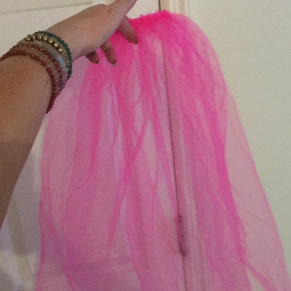 Bright pink bachelorette veil